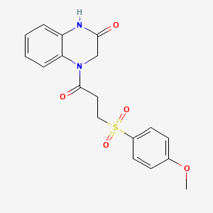 molecular formula C18H18N2O5S B2999558 4-(3-((4-甲氧基苯基)磺酰基)丙酰基)-3,4-二氢喹喔啉-2(1H)-酮 CAS No. 941890-09-1