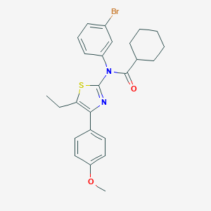 molecular formula C25H27BrN2O2S B299956 N-(3-bromophenyl)-N-[5-ethyl-4-(4-methoxyphenyl)-1,3-thiazol-2-yl]cyclohexanecarboxamide 