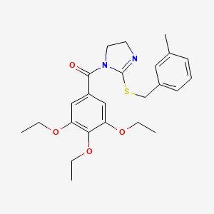 molecular formula C24H30N2O4S B2999560 [2-[(3-Methylphenyl)methylsulfanyl]-4,5-dihydroimidazol-1-yl]-(3,4,5-triethoxyphenyl)methanone CAS No. 851803-36-6