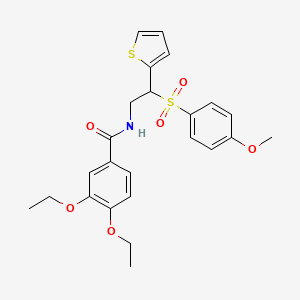 molecular formula C24H27NO6S2 B2999568 3,4-二乙氧基-N-[2-[(4-甲氧基苯基)磺酰基]-2-(2-噻吩基)乙基]苯甲酰胺 CAS No. 946348-37-4