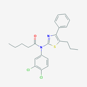 molecular formula C23H24Cl2N2OS B299957 N-(3,4-dichlorophenyl)-N-(4-phenyl-5-propyl-1,3-thiazol-2-yl)pentanamide 