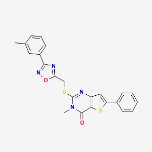 molecular formula C23H18N4O2S2 B2999578 4-[5-(4-Methylphenyl)-1,2,4-oxadiazol-3-yl]-1-[4-(trifluoromethyl)benzoyl]piperidine CAS No. 1105214-86-5