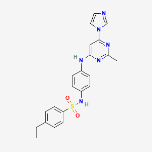 molecular formula C22H22N6O2S B2999580 N-(4-((6-(1H-咪唑-1-基)-2-甲基嘧啶-4-基)氨基)苯基)-4-乙基苯磺酰胺 CAS No. 1203119-42-9