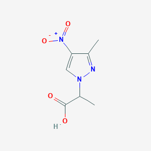 molecular formula C7H9N3O4 B2999581 2-(3-甲基-4-硝基-1H-吡唑-1-基)丙酸 CAS No. 956950-97-3