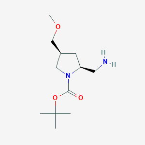 molecular formula C12H24N2O3 B2999582 Tert-butyl (2S,4S)-2-(aminomethyl)-4-(methoxymethyl)pyrrolidine-1-carboxylate CAS No. 2567489-84-1