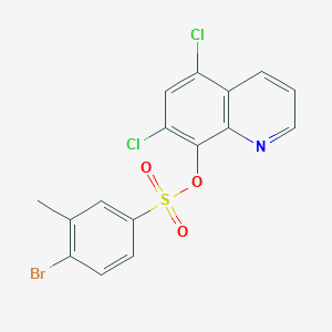 molecular formula C16H10BrCl2NO3S B2999589 5,7-Dichloroquinolin-8-yl 4-bromo-3-methylbenzene-1-sulfonate CAS No. 459186-70-0
