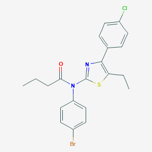 molecular formula C21H20BrClN2OS B299959 N-(4-bromophenyl)-N-[4-(4-chlorophenyl)-5-ethyl-1,3-thiazol-2-yl]butanamide 