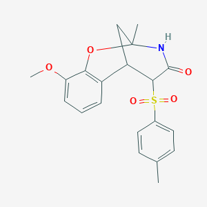 molecular formula C20H21NO5S B2999593 6-Methoxy-9-methyl-12-(4-methylphenyl)sulfonyl-8-oxa-10-azatricyclo[7.3.1.02,7]trideca-2(7),3,5-trien-11-one CAS No. 2415623-08-2
