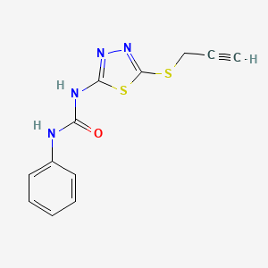 molecular formula C12H10N4OS2 B2999601 1-Phenyl-3-(5-prop-2-ynylsulfanyl-1,3,4-thiadiazol-2-yl)urea CAS No. 80088-50-2