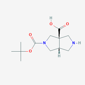 molecular formula C12H20N2O4 B2999612 (3Ar,6aR)-5-[(2-methylpropan-2-yl)oxycarbonyl]-1,2,3,4,6,6a-hexahydropyrrolo[3,4-c]pyrrole-3a-carboxylic acid CAS No. 1932802-16-8