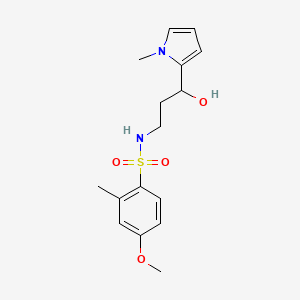 molecular formula C16H22N2O4S B2999614 N-(3-hydroxy-3-(1-methyl-1H-pyrrol-2-yl)propyl)-4-methoxy-2-methylbenzenesulfonamide CAS No. 1790210-17-1