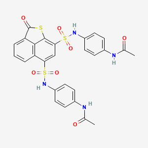 molecular formula C27H22N4O7S3 B2999621 N,N'-(((2-oxo-2H-naphtho[1,8-bc]thiophene-6,8-disulfonyl)bis(azanediyl))bis(4,1-phenylene))diacetamide CAS No. 494826-79-8