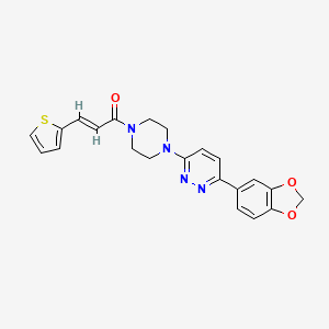 molecular formula C22H20N4O3S B2999627 (E)-1-(4-(6-(苯并[d][1,3]二氧杂环-5-基)吡哒嗪-3-基)哌嗪-1-基)-3-(噻吩-2-基)丙-2-烯-1-酮 CAS No. 1207062-13-2