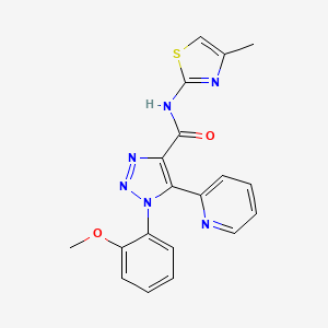 molecular formula C19H16N6O2S B2999630 1-(2-甲氧基苯基)-N-(4-甲基噻唑-2-基)-5-(吡啶-2-基)-1H-1,2,3-三唑-4-甲酰胺 CAS No. 1396809-14-5
