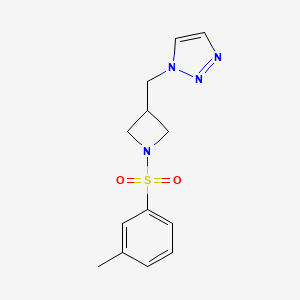 molecular formula C13H16N4O2S B2999631 1-[[1-(3-Methylphenyl)sulfonylazetidin-3-yl]methyl]triazole CAS No. 2320885-53-6