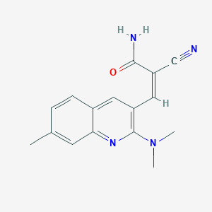 molecular formula C16H16N4O B2999637 (Z)-2-氰基-3-[2-(二甲氨基)-7-甲基喹啉-3-基]丙-2-烯酰胺 CAS No. 377765-00-9