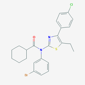 molecular formula C24H24BrClN2OS B299964 N-(3-bromophenyl)-N-[4-(4-chlorophenyl)-5-ethyl-1,3-thiazol-2-yl]cyclohexanecarboxamide 