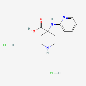 molecular formula C11H17Cl2N3O2 B2999647 4-(Pyridin-2-ylamino)piperidine-4-carboxylic acid dihydrochloride CAS No. 2177257-88-2