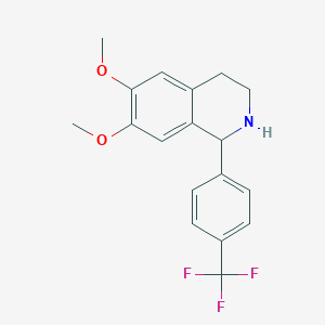 molecular formula C18H18F3NO2 B2999650 6,7-Dimethoxy-1-[4-(trifluoromethyl)phenyl]-1,2,3,4-tetrahydroisoquinoline CAS No. 596788-79-3
