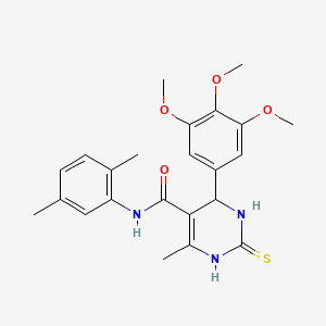 molecular formula C23H27N3O4S B2999654 N-(2,5-dimethylphenyl)-6-methyl-2-thioxo-4-(3,4,5-trimethoxyphenyl)-1,2,3,4-tetrahydropyrimidine-5-carboxamide CAS No. 537680-03-8