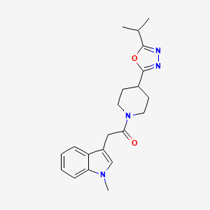 molecular formula C21H26N4O2 B2999655 1-(4-(5-异丙基-1,3,4-恶二唑-2-基)哌啶-1-基)-2-(1-甲基-1H-吲哚-3-基)乙酮 CAS No. 1210943-34-2