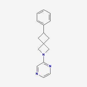 molecular formula C16H17N3 B2999672 6-Phenyl-2-pyrazin-2-yl-2-azaspiro[3.3]heptane CAS No. 2379947-58-5