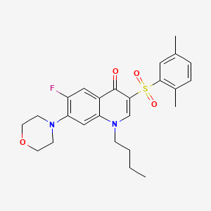 molecular formula C25H29FN2O4S B2999685 1-butyl-3-((2,5-dimethylphenyl)sulfonyl)-6-fluoro-7-morpholinoquinolin-4(1H)-one CAS No. 1030116-65-4