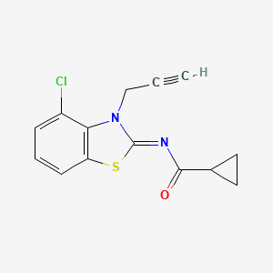 molecular formula C14H11ClN2OS B2999686 N-(4-氯-3-丙-2-炔基-1,3-苯并噻唑-2-亚甲基)环丙烷甲酰胺 CAS No. 868674-32-2