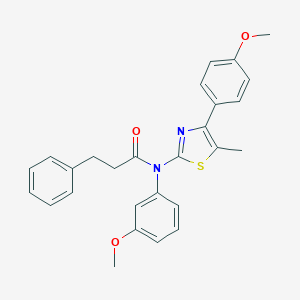 molecular formula C27H26N2O3S B299969 N-(3-methoxyphenyl)-N-[4-(4-methoxyphenyl)-5-methyl-1,3-thiazol-2-yl]-3-phenylpropanamide 