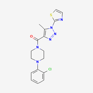 molecular formula C17H17ClN6OS B2999691 (4-(2-chlorophenyl)piperazin-1-yl)(5-methyl-1-(thiazol-2-yl)-1H-1,2,3-triazol-4-yl)methanone CAS No. 1251689-69-6