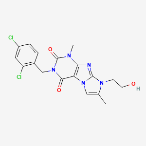 molecular formula C18H17Cl2N5O3 B2999695 3-(2,4-dichlorobenzyl)-8-(2-hydroxyethyl)-1,7-dimethyl-1H-imidazo[2,1-f]purine-2,4(3H,8H)-dione CAS No. 919041-25-1