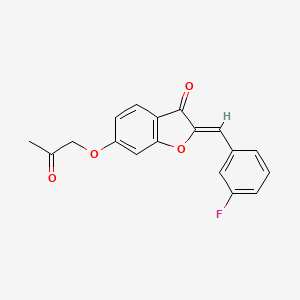 molecular formula C18H13FO4 B2999697 (Z)-2-(3-氟苄叉基)-6-(2-氧代丙氧基)苯并呋喃-3(2H)-酮 CAS No. 1814881-95-2