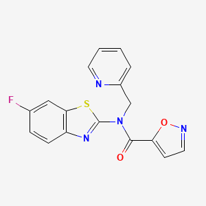 molecular formula C17H11FN4O2S B2999698 N-(6-fluorobenzo[d]thiazol-2-yl)-N-(pyridin-2-ylmethyl)isoxazole-5-carboxamide CAS No. 941869-36-9