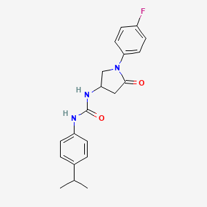 molecular formula C20H22FN3O2 B2999700 1-(1-(4-Fluorophenyl)-5-oxopyrrolidin-3-yl)-3-(4-isopropylphenyl)urea CAS No. 894015-06-6