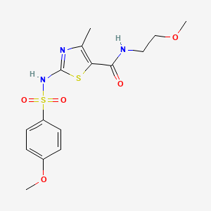 molecular formula C15H19N3O5S2 B2999702 N-(2-methoxyethyl)-2-(4-methoxyphenylsulfonamido)-4-methylthiazole-5-carboxamide CAS No. 942004-22-0