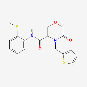 N-(2-(methylthio)phenyl)-5-oxo-4-(thiophen-2-ylmethyl)morpholine-3-carboxamide