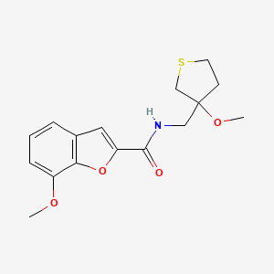 molecular formula C16H19NO4S B2999709 7-methoxy-N-((3-methoxytetrahydrothiophen-3-yl)methyl)benzofuran-2-carboxamide CAS No. 1448047-71-9