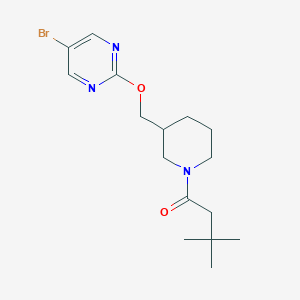 molecular formula C16H24BrN3O2 B2999710 1-[3-[(5-Bromopyrimidin-2-yl)oxymethyl]piperidin-1-yl]-3,3-dimethylbutan-1-one CAS No. 2380042-83-9