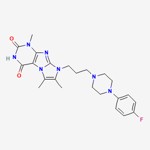 molecular formula C23H28FN7O2 B2999714 8-(3-(4-(4-fluorophenyl)piperazin-1-yl)propyl)-1,6,7-trimethyl-1H-imidazo[2,1-f]purine-2,4(3H,8H)-dione CAS No. 923109-14-2