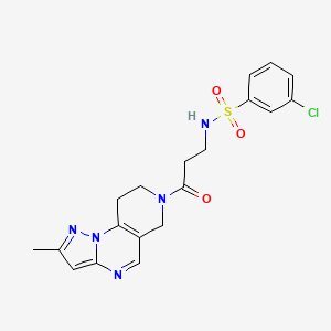 molecular formula C19H20ClN5O3S B2999715 3-chloro-N-(3-(2-methyl-8,9-dihydropyrazolo[1,5-a]pyrido[3,4-e]pyrimidin-7(6H)-yl)-3-oxopropyl)benzenesulfonamide CAS No. 1797335-90-0