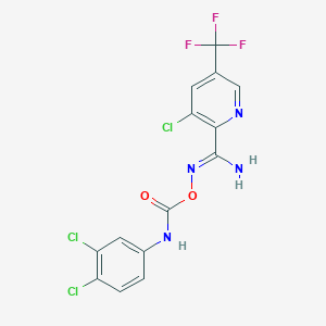 molecular formula C14H8Cl3F3N4O2 B2999721 3-氯-N'-{[(3,4-二氯苯胺)羰基]氧}-5-(三氟甲基)-2-吡啶甲酰胺 CAS No. 338791-74-5