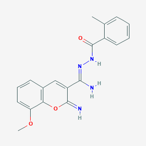 molecular formula C19H18N4O3 B2999723 (Z)-2-imino-8-methoxy-N'-(2-methylbenzoyl)-2H-chromene-3-carbohydrazonamide CAS No. 941233-06-3