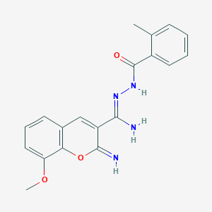 molecular formula C19H18N4O3 B2999723 (Z)-2-亚氨基-8-甲氧基-N'-(2-甲基苯甲酰)-2H-色烯-3-碳酰肼酰胺 CAS No. 941233-06-3