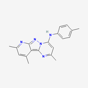 molecular formula C19H19N5 B2999727 2,8,10-trimethyl-N-(p-tolyl)pyrido[2',3':3,4]pyrazolo[1,5-a]pyrimidin-4-amine CAS No. 896821-78-6
