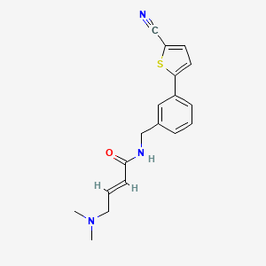 molecular formula C18H19N3OS B2999729 (E)-N-[[3-(5-Cyanothiophen-2-yl)phenyl]methyl]-4-(dimethylamino)but-2-enamide CAS No. 2411337-33-0