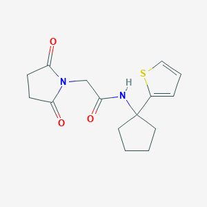 molecular formula C15H18N2O3S B2999734 2-(2,5-二氧代吡咯烷-1-基)-N-(1-(噻吩-2-基)环戊基)乙酰胺 CAS No. 2034243-93-9