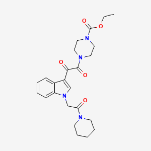 molecular formula C24H30N4O5 B2999735 ethyl 4-(2-oxo-2-(1-(2-oxo-2-(piperidin-1-yl)ethyl)-1H-indol-3-yl)acetyl)piperazine-1-carboxylate CAS No. 872860-82-7