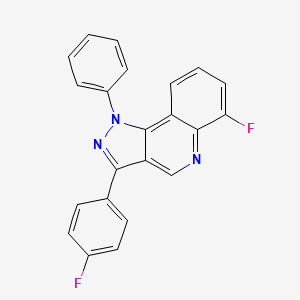 molecular formula C22H13F2N3 B2999740 6-氟-3-(4-氟苯基)-1-苯基-1H-吡唑并[4,3-c]喹啉 CAS No. 901021-39-4