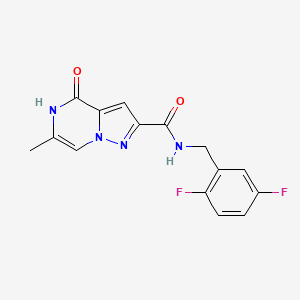 molecular formula C15H12F2N4O2 B2999743 N-(2,5-difluorobenzyl)-6-methyl-4-oxo-4,5-dihydropyrazolo[1,5-a]pyrazine-2-carboxamide CAS No. 1795191-46-6