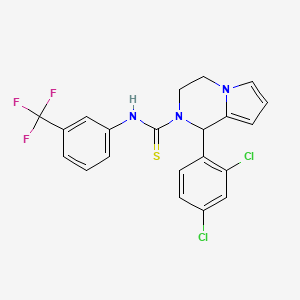 molecular formula C21H16Cl2F3N3S B2999744 1-(2,4-dichlorophenyl)-N-(3-(trifluoromethyl)phenyl)-3,4-dihydropyrrolo[1,2-a]pyrazine-2(1H)-carbothioamide CAS No. 393825-55-3